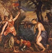 TIZIANO Vecellio Religion Helped by Spain ar painting